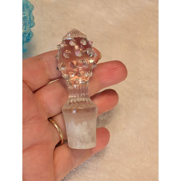 Vntg Fenton English Hobnail Blue Opalescent Glass Cruet With Stopper Spa Decor - Picture 6 of 9